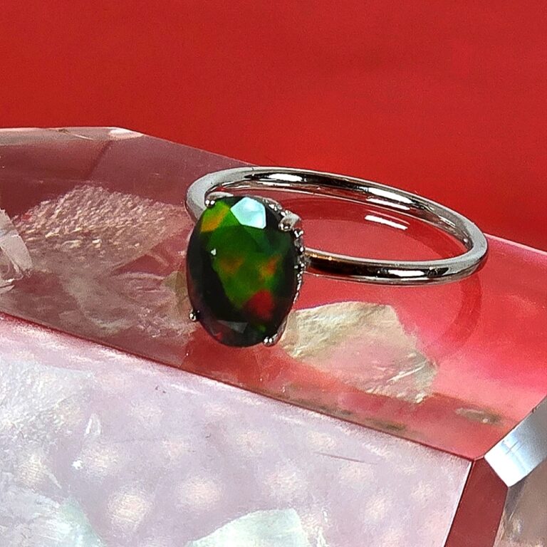 Natural Black Opal (top quality) 925 Sterling Silver Ring Sz 7.5