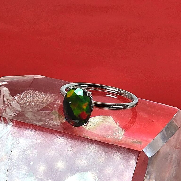 Natural Black Opal (top quality) 925 Sterling Silver Ring Sz 7.5