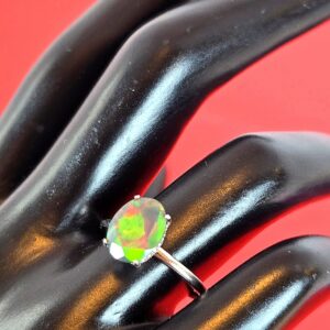 Natural Black Opal (top quality) 925 Sterling Silver Ring Sz 7.5