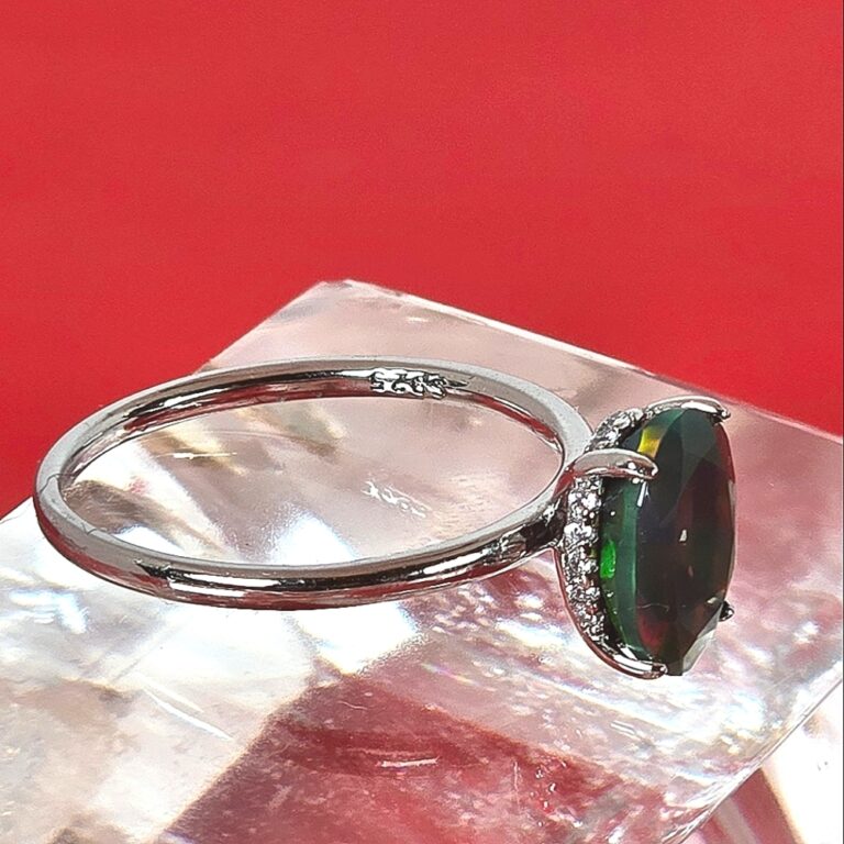 Natural Black Opal (top quality) 925 Sterling Silver Ring Sz 7.5