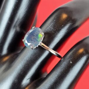 Natural Black Opal (top quality) 925 Sterling Silver Ring Sz 6.75