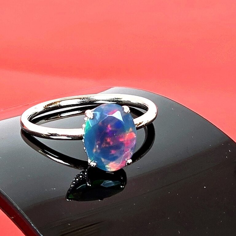 Natural Black Opal (top quality) 925 Sterling Silver Ring Sz 6.75