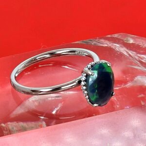 Natural Black Opal (top quality) 925 Sterling Silver Ring Sz 6.75