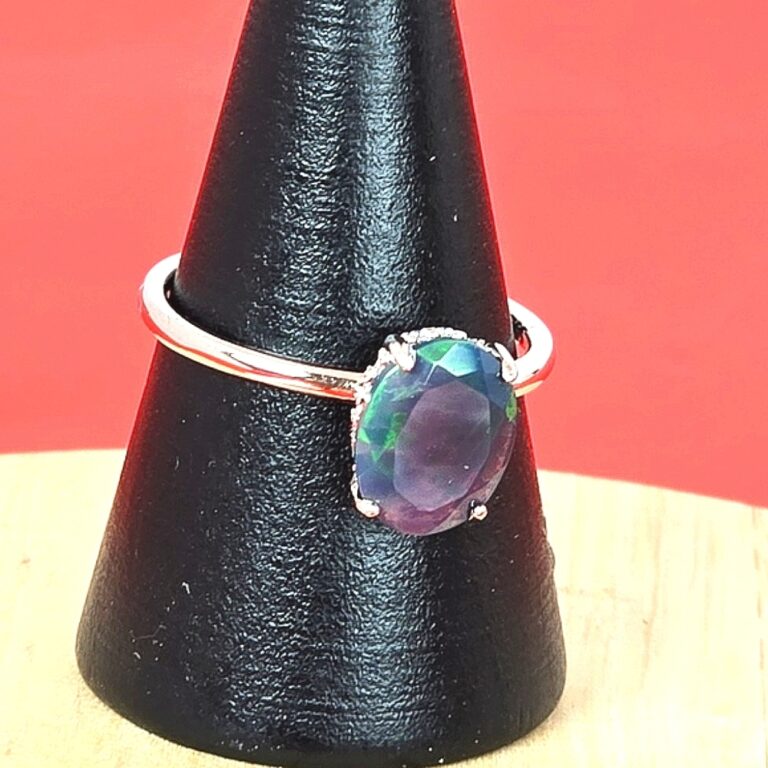 Natural Black Opal (top quality) 925 Sterling Silver Ring Sz 6.75