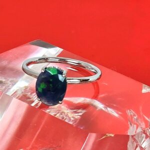 Natural Black Opal (top quality) 925 Sterling Silver Ring Sz 6.75