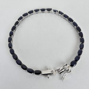 Natural Blue Sapphire 925 Sterling Silver Tennis Bracelet 17cm