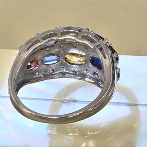 Natural Citrine, Kyanite, Rhodolite Gemstone 925 Sterling Silver Ring Size 7.5