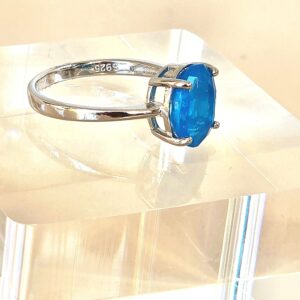 Natural Large Blue Opal 925 Sterling Silver Ring Sz 7.75