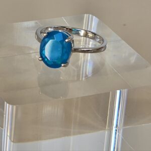 Natural Large Blue Opal 925 Sterling Silver Ring Sz 7.75