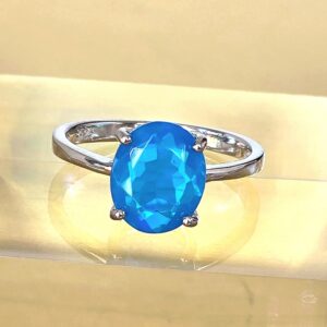 Natural Large Blue Opal 925 Sterling Silver Ring Sz 7.75