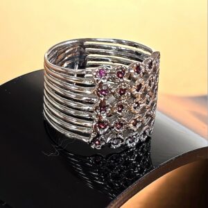 Natural Round Rhodolite Garnet 925 Sterling Silver Ring Size 8.25