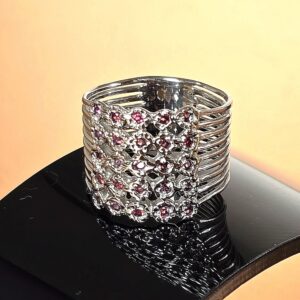 Natural Round Rhodolite Garnet 925 Sterling Silver Ring Size 8.25