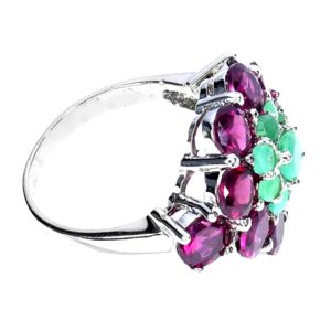 Natural Rhodolite Garnet 5mm, Emerald Gemstone 925 Sterling Silver Ring Sz 7.5