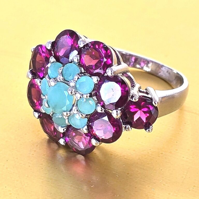 Natural Rhodolite Garnet 5mm, Emerald Gemstone 925 Sterling Silver Ring Sz 7.5