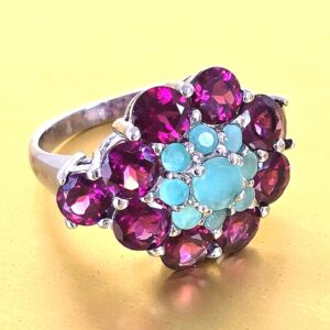 Natural Rhodolite Garnet 5mm, Emerald Gemstone 925 Sterling Silver Ring Sz 7.5