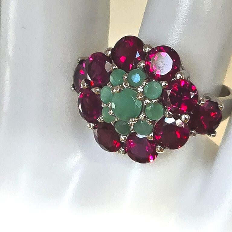 Natural Rhodolite Garnet 5mm, Emerald Gemstone 925 Sterling Silver Ring Sz 7.5