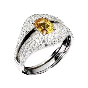 Two in One Natural Citrine 7x5mm 925 Sterling Silver Jewelry Ring Sz 6.5