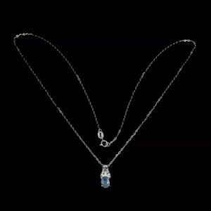 Natural Oval Blue Sapphire 7x5mm 925 Sterling Silver Necklace 18"