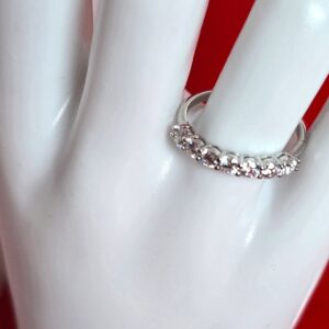 GH Color 7 Stone 3mm Moissanite 925 Sterling Silver Ring Sz 7.5