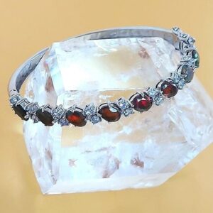 Natural‎ Black Opal 7x5mm & Tanzanite 925 Sterling Silver Jewelry Bangle
