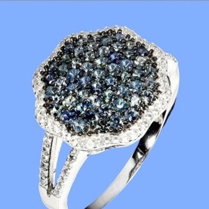 925 Sterling Silver Ring Sz 7  with Natural Blue Sapphire & White Topaz Gems