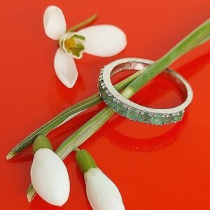 Natural Emerald 925 Sterling Silver Ring Sz  6.5