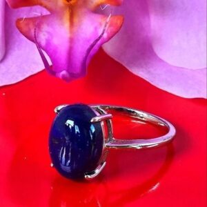 Natural Lapis Lazuli 925 Sterling Silver Ring Sz 7.5