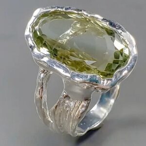 16 ct Natural Green‎ Amethyst 925 Sterling Silver Size 7