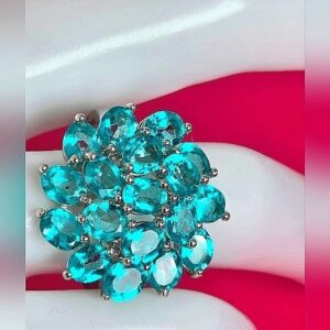 925 Sterling Silver Ring SZ 8 with Natural Paraiba Topaz Gemstone