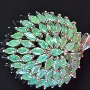 925 Sterling Silver 3x3.5cm Pendant with Natural Emerald Gemstones