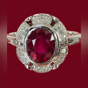 925 Sterling Silver Ring Sz 6.5 with Natural Ruby & Natural Diamonds