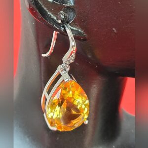 925 Sterling Silver Earrings with Natural Citrine Gemstone