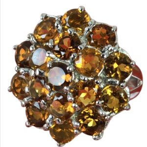 925 Sterling Silver Ring Sz 6.5 with Natural Citrine Gemstones.