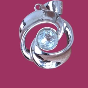 925 Sterling Silver Pendant 1.5cm with Natural Aquamarine