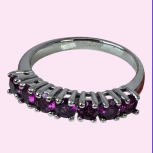 925 Sterling Silver Ring‎ with Natural Rhodolite Garnet 3.5mm